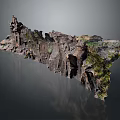 Natural Garden Landscape With Rock Formations And Lush Green Vegetation