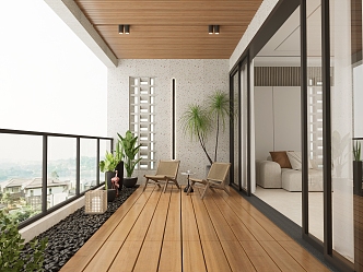 Modern Balcony Leisure Internet Celebrity Home Balcony 3d model