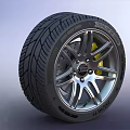 Audi Car Tire with Silver Alloy Wheel and Yellow Brake Calipers