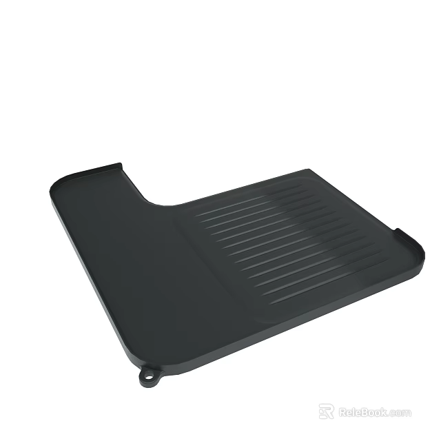 Black Striped Kitchen Mat Featuring Hanging Hook And Grooved Surface 3d model 