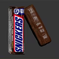 Classic Snickers Chocolate Bar Wrapped Package and Unwrapped Tasty Sweet Snack