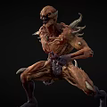 Menacing Fantasy Monster Character With Spikes Sharp Claws And Rough Skin
