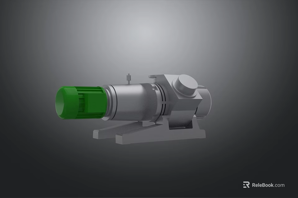Heavy-duty Industrial Equipment Featuring Green Component And Silver Metal Body Mounting Bracket 3d model 