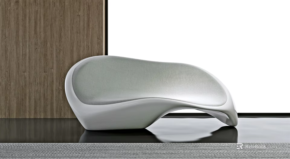 Modern Public Chair With Sleek Curves And White Smooth Surface On Black Table 3d model 