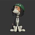 Cute Cartoon Dog Plush Toy With Green Helmet And White Stars Sitting