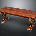 Rustic Wooden Bench With Solid Wood Top Metal Bracket Legs And Decorative Ropes