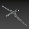 Prehistoric Pterosaur Flying With Large Wings Long Beak And Blue Head