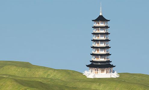 New Chinese Style Pagoda Ancient Building Pagoda Attic Ancient Building 3d model