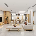 Contemporary Office Interior Design With Sofa Coffee Table TV Bookshelf And Plants