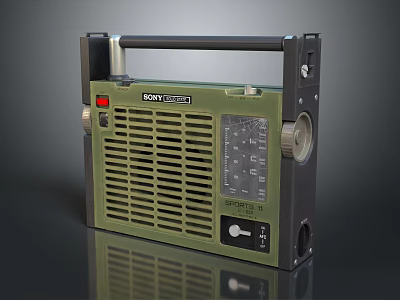 Sony Retro Green Portable Headphone Speaker With Handle And Classic Dial Design 3d model