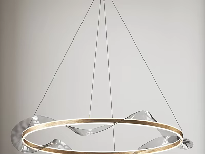 Elegant Modern Circular Chandelier With Transparent Curved Elements And Metal Frame 3d model