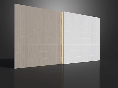 Two Tone Wall Design With Beige Textured Tiles And White Smooth Panels 3d model