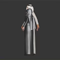Middle Eastern Male and Female in Traditional Robes with Headscarves Holding Hands Against Dark Background