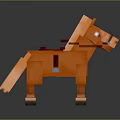 Stylized Pixel Art Orange Horse Creature Character in 3D Digital Game Render 3d model