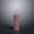 Pink Canvas Hanging Punching Bag With Chain On Gray Background