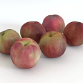 Six Fresh Red and Green Peaches Arranged on Clean White Background Surface