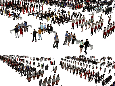 Modern multiplayer crowd 3d model Modern multiplayer crowd 3d model