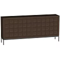Dark Brown Decorative Cabinet With Square Panel Drawers And Black Slim Legs