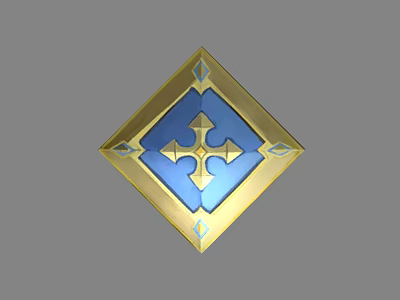 Diamond Shaped Decorative Ornament Set With Blue Center Cross Pattern And Golden Border Design 3d model
