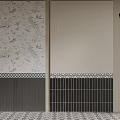 Black And White Geometric Floor Tiles For Modern Interior With Patterned Walls