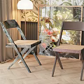 Modern Dining Chairs With Wooden Back And Woven Seat In Living Room With Decorative Painting