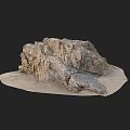 Garden Landscape Decorative Rock With Natural Texture And Yellow Green Moss On Stone Base
