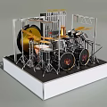 Miniature Drum Set Model With Drums Cymbals And Metal Stands