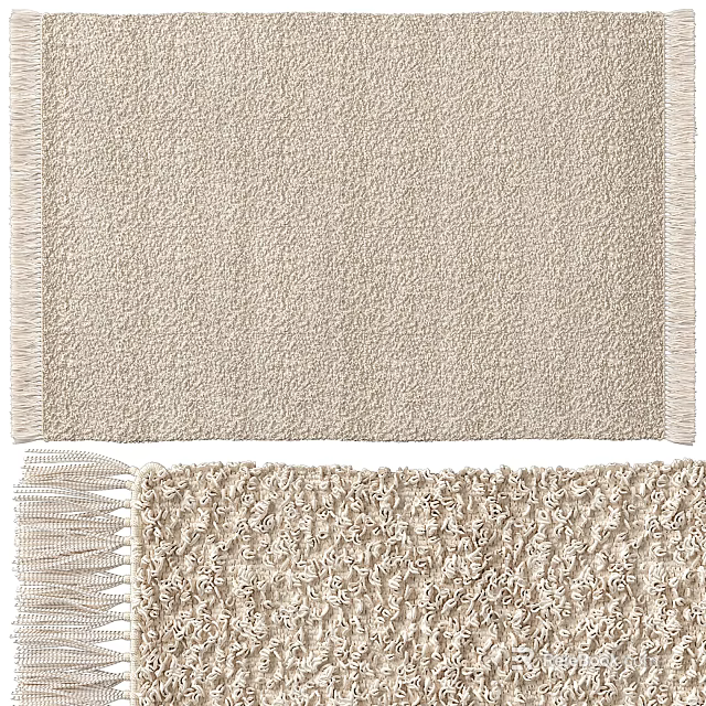 Square Rug With Soft Textured Surface And Fringe Detail For Home Decor 3d model 