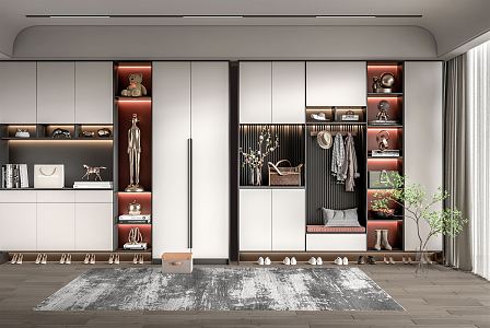 Modern Shoe Cabinet Entrance Cabinet Clothing Shoes Bag Sculpture Ornaments Coat Cabinet 3d model