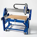 Industrial CNC Router Equipment With Blue Frame Worktable Wooden Board And Movable Wheels