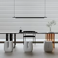Tea table and chair combination 3d model