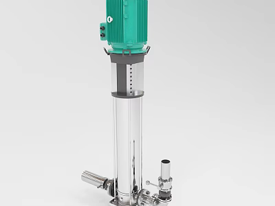 Industrial Vertical Pump With Green Motor And Stainless Steel Body Structure 3d model