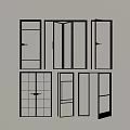 Various Modern Door Designs With Glass Panels Grid Patterns And Ribbed Glass Frames 3d model