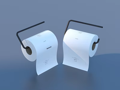 Modern Toilet Paper Rolls On Black Holders With Minimalist Design Against Blue Background 3d model