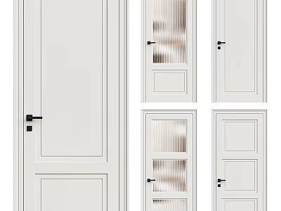 Modern White Interior Doors With Glass And Solid Panel Designs 3d model