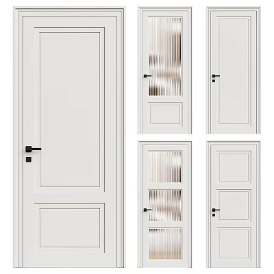 Modern White Interior Doors With Glass And Solid Panel Designs 3d model