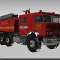 Red Functional Fire Truck 216 Fire Department With Ladder Yellow Stripes
