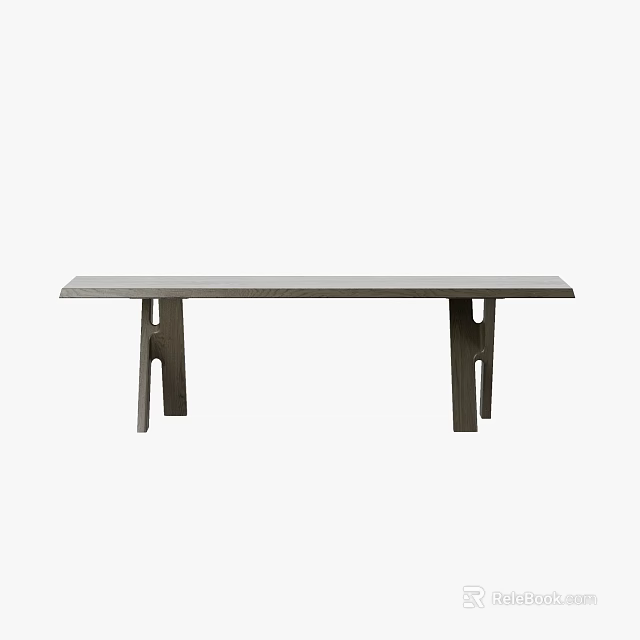 Wooden Bench With Modern Minimalist Design And Unique Leg Structure For Living Room Decor 3d model 