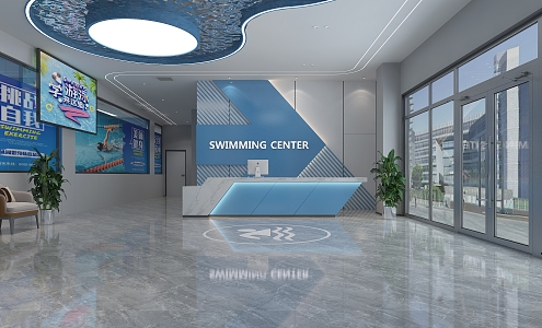 modern swimming pool swimming pool hall 3d model