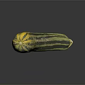 Fresh Striped Zucchini Vegetable With Yellow And Green Patterns On Black Surface