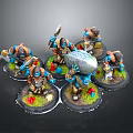 Painted Orc Warrior Characters With Stone Hammer And Floral Base Details