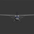 Small Blue and White Passenger Plane with Propeller Wings and Blue Tail Design