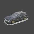 Old Black Station Wagon Covered With Snow On Winter Day 3d model
