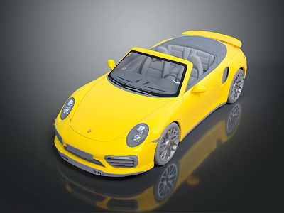 Yellow Convertible Sports Car with Sleek Body Design Silver Alloy Wheels and Black Interior 3d model