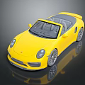 Yellow Convertible Sports Car with Sleek Body Design Silver Alloy Wheels and Black Interior
