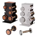 Modern Sports Equipment with Black Silver Dumbbell Rack and Wooden Handle Dumbbells