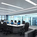 Comprehensive Command Hall of Modern Monitoring Room 3d model