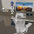 Computer Audio Headset Computer Chair Mouse Mobile Phone Combination 3d model