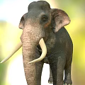 Realistic 3D Elephant Model With Detailed Skin Texture And Ivory Tusks