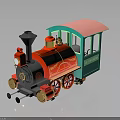 Vintage Toy Train With Red Locomotive Black Chimney Gold Bell Wheels And Green Carriage